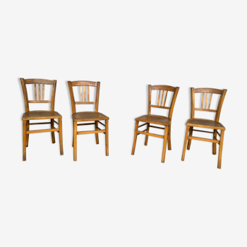 4 chaises en bois bistrot brasserie vintage rétro bohème lutherma