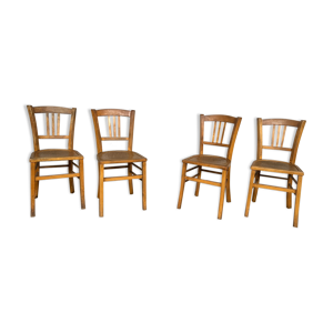 4 chaises en bois bistrot brasserie vintage rétro bohème lutherma