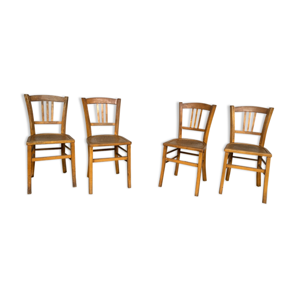 4 chaises en bois bistrot brasserie vintage rétro bohème lutherma