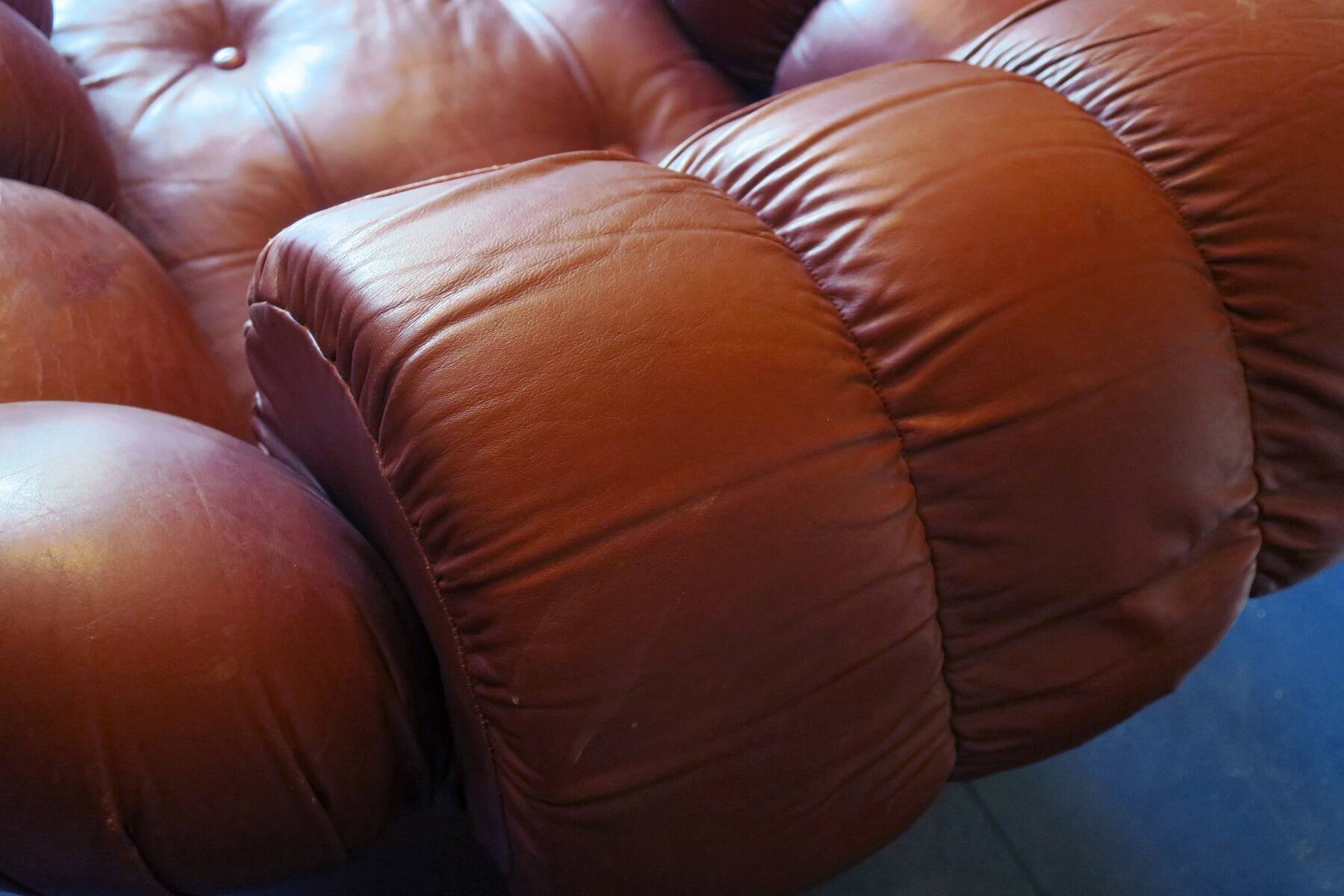 Large Italian leather lounge chair, 1970s