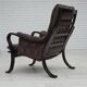 1970s, Scandinavian vintage design, armchair, brown leather, bent wood.