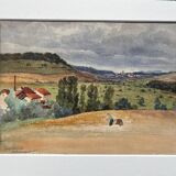 Watercolor painting "Entremont Valley - Contrexéville" early 20th century