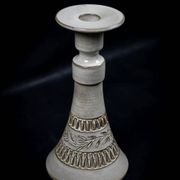 Ceramic candle holder with geometric decoration by Huguette Bessone - Vallauris