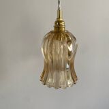 Pair of portable lamps with vintage amber glass globes