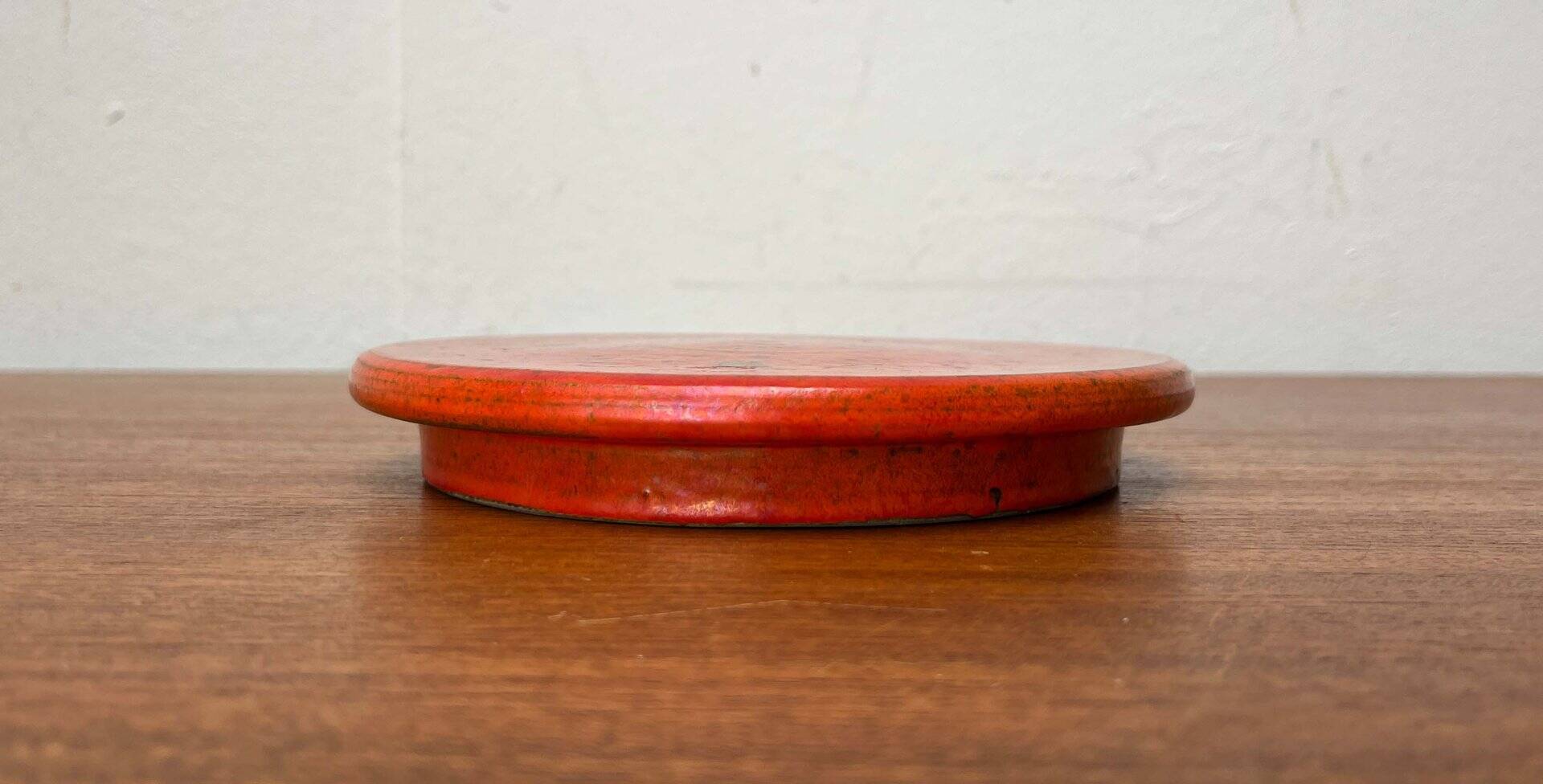 Mid-century modern Danish studio pottery, orange wall coat rack by Signe Boesen Northroup, 1960s.