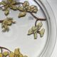 Plateau plat verre émaillée art nouveau floral signé Chaf école Nancy