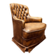 Fauteuil Chesterfield anglais en cuir marron