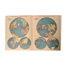 Lithographie ancienne mappemonde de 1951 (grand format)