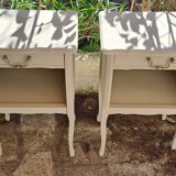 Set of two bedside tables in pearl gray painted wood 1960