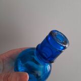 Blue pressed glass half circle carafe