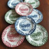 8 Johnson Bros "Coaching Scenes" English dessert plates