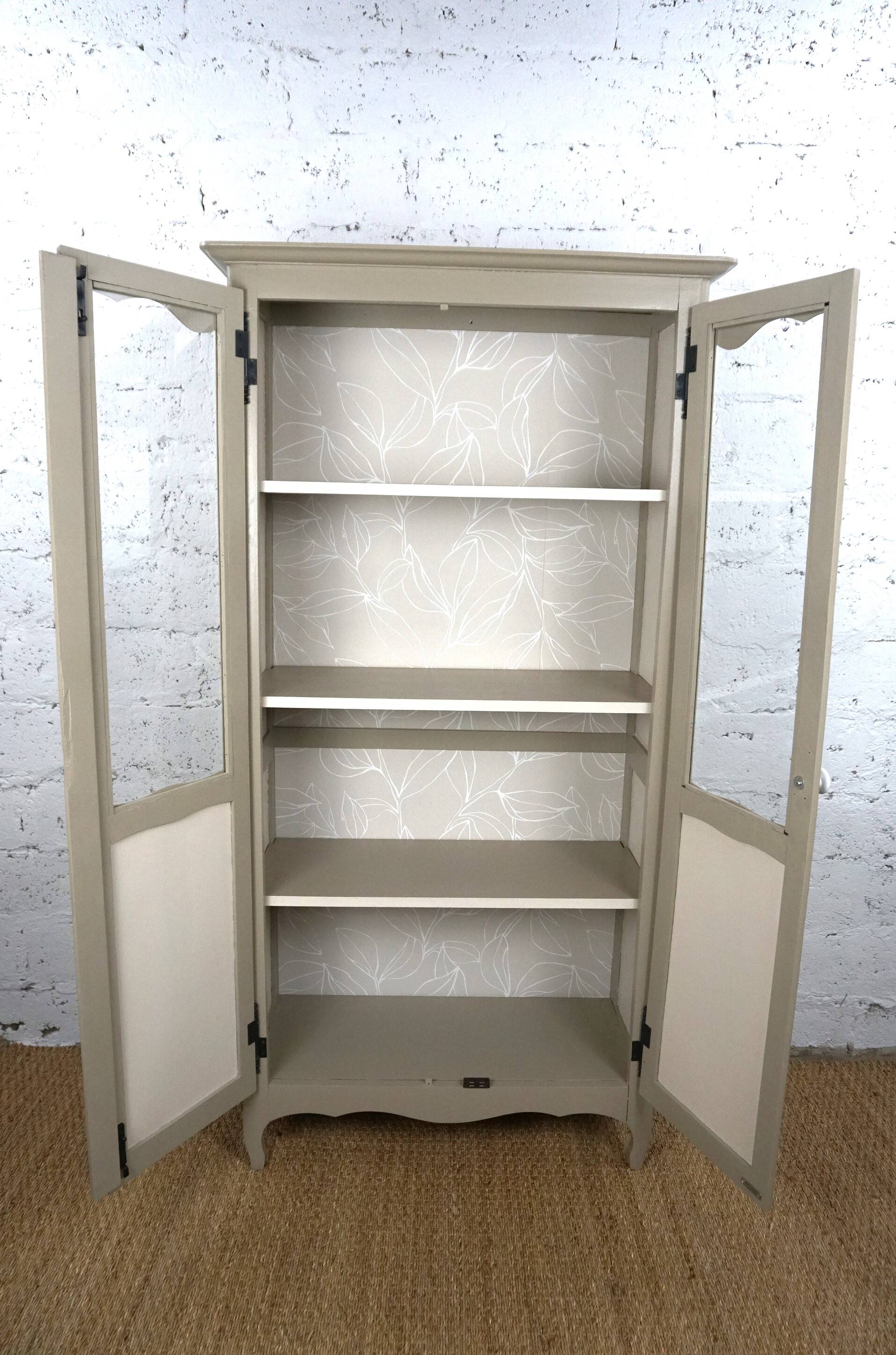 Parisian showcase dresser revamped country style wallpaper paint