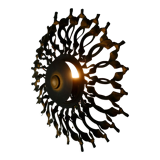 1960s SCONCE mid century sunburst brutalist black iron and copper colored