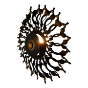 1960s SCONCE mid century sunburst brutalist black iron and copper colored