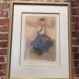 Framed watercolor, signed "M.R 44y"