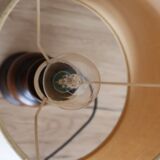 Vintage table lamp in turned wood and fabric lampshade