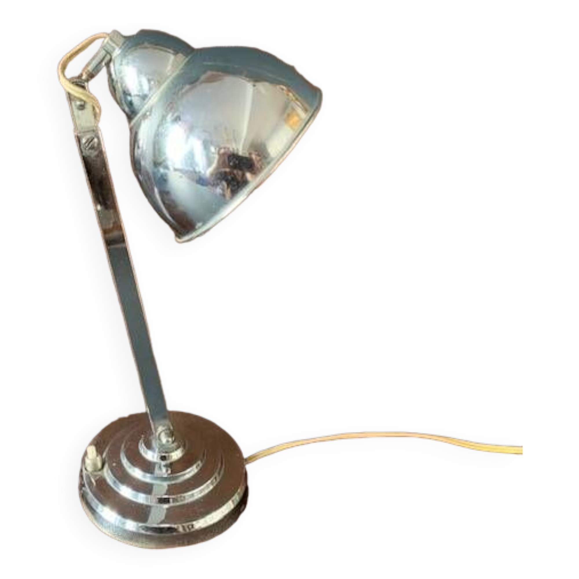 Old Art Deco desk lamp, in chrome metal-1950