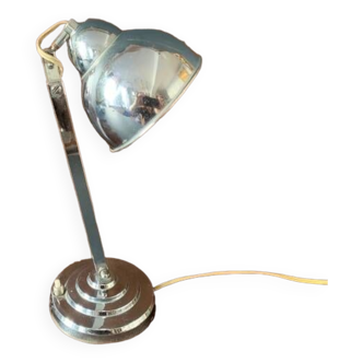 Lampe de bureau ancienne Art Deco, en métal chromé-1950