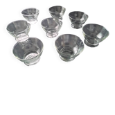 8 low engraved glass champagne coupes from the 1950s