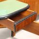 Double bed vintage with exotic wood bedside tables, 1950s design.