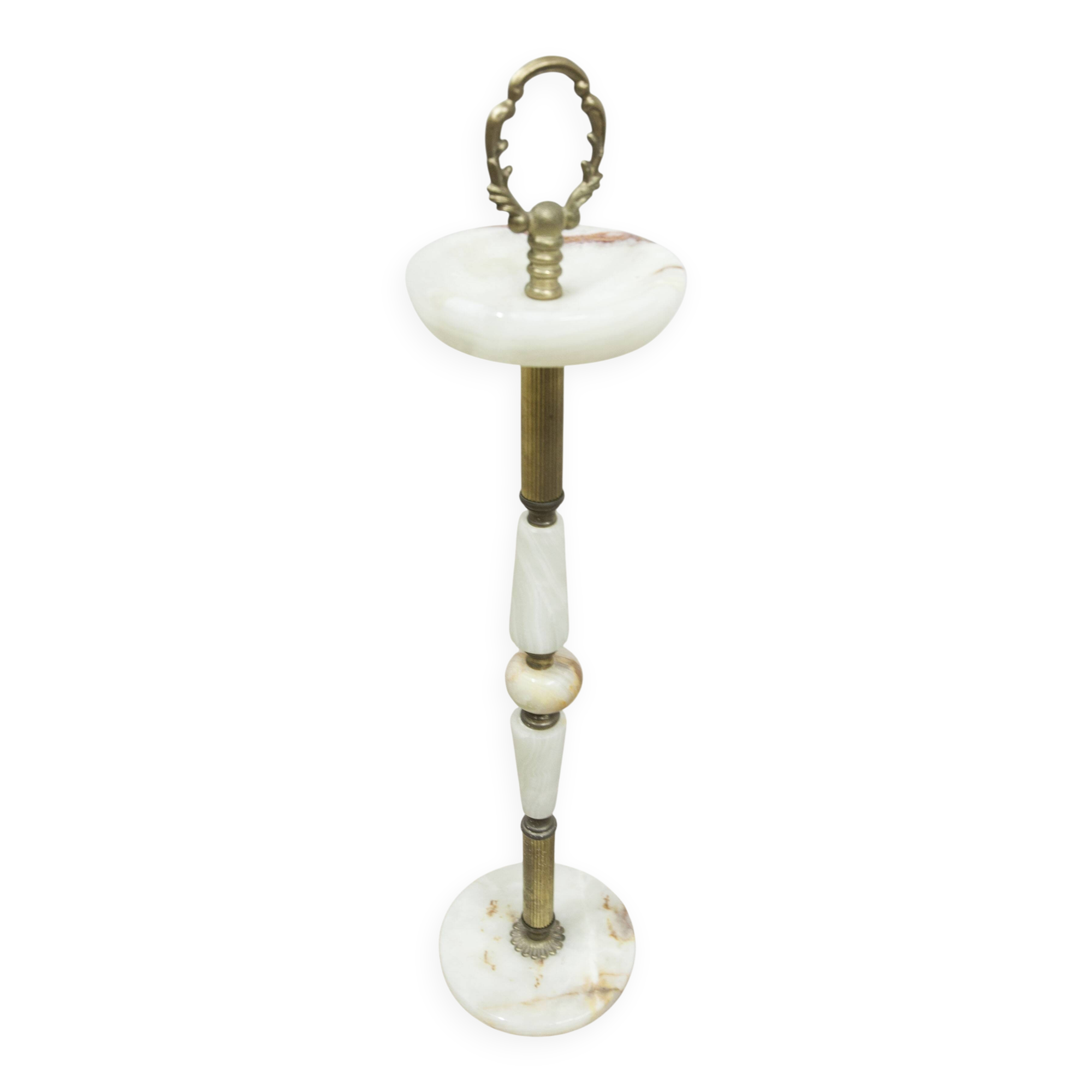 White marble and bronze ashtray on foot, 1960