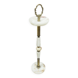 White marble and bronze ashtray on foot, 1960