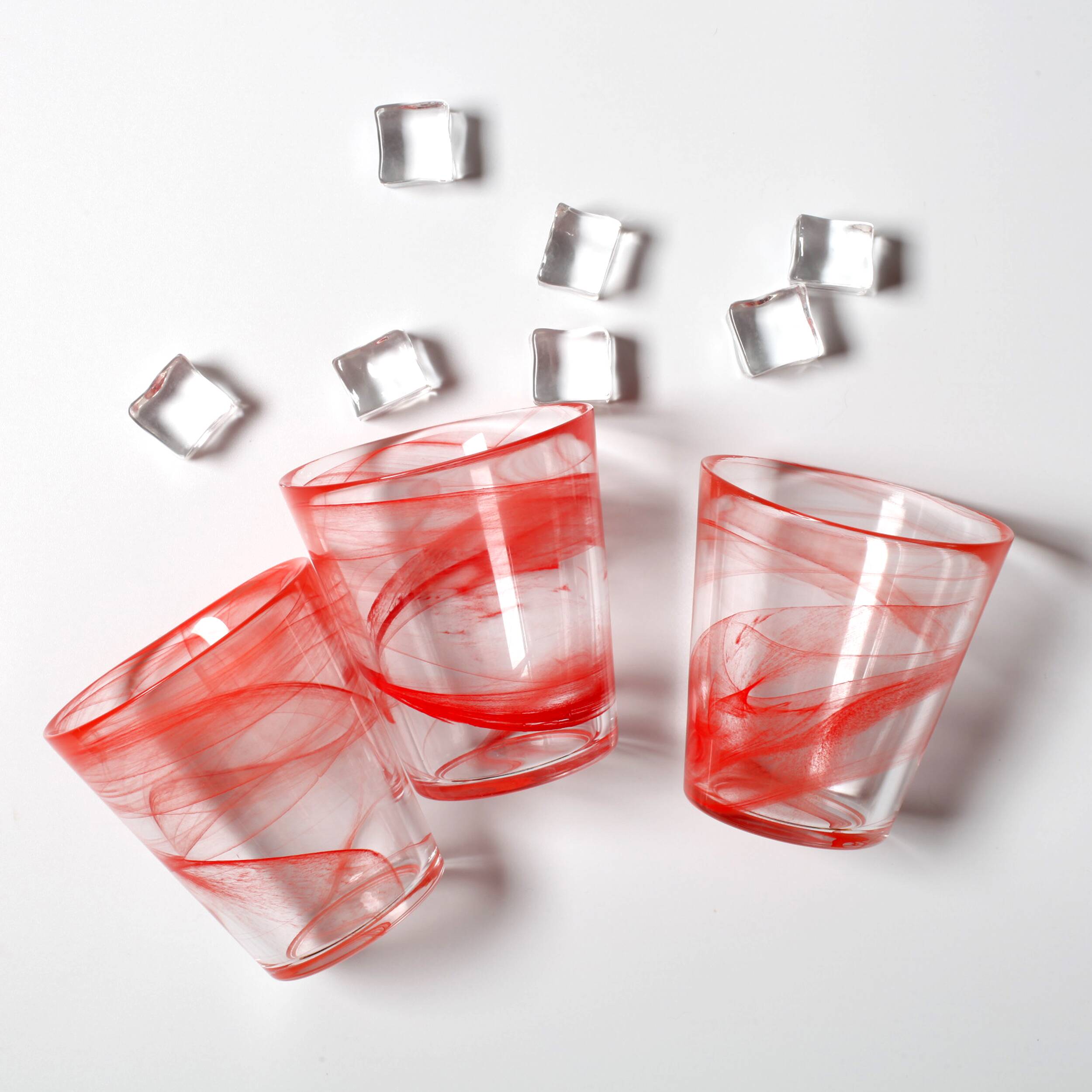 Set of 3 Water Glasses / Stylish Solid Glasses Capri Corallo 33cl Bormioli