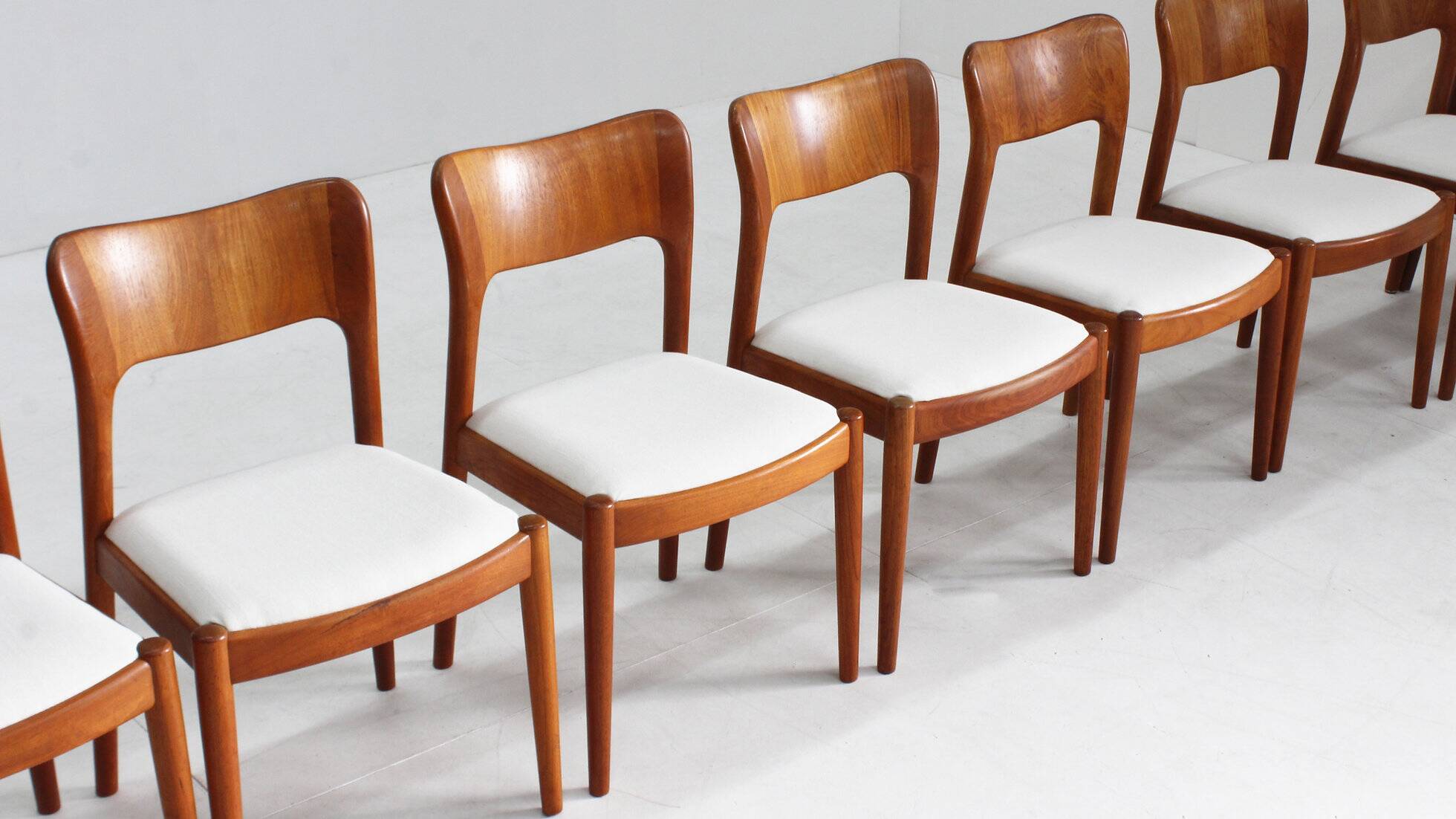 Set of 8 vintage Danish dining chairs by Niels Koefoed 1960s teak