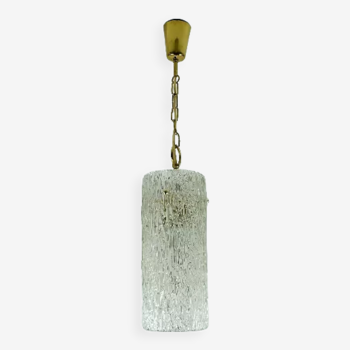 Vintage 1950s pendant lamp kalmar franken ice glass textured glass brass
