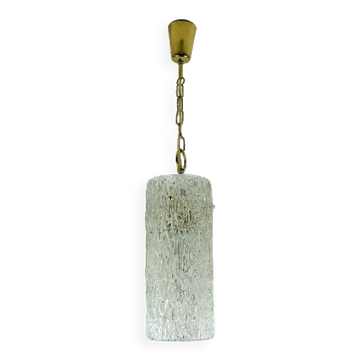 Vintage 1950s pendant lamp kalmar franken ice glass textured glass brass