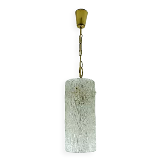 Vintage 1950s pendant lamp kalmar franken ice glass textured glass brass