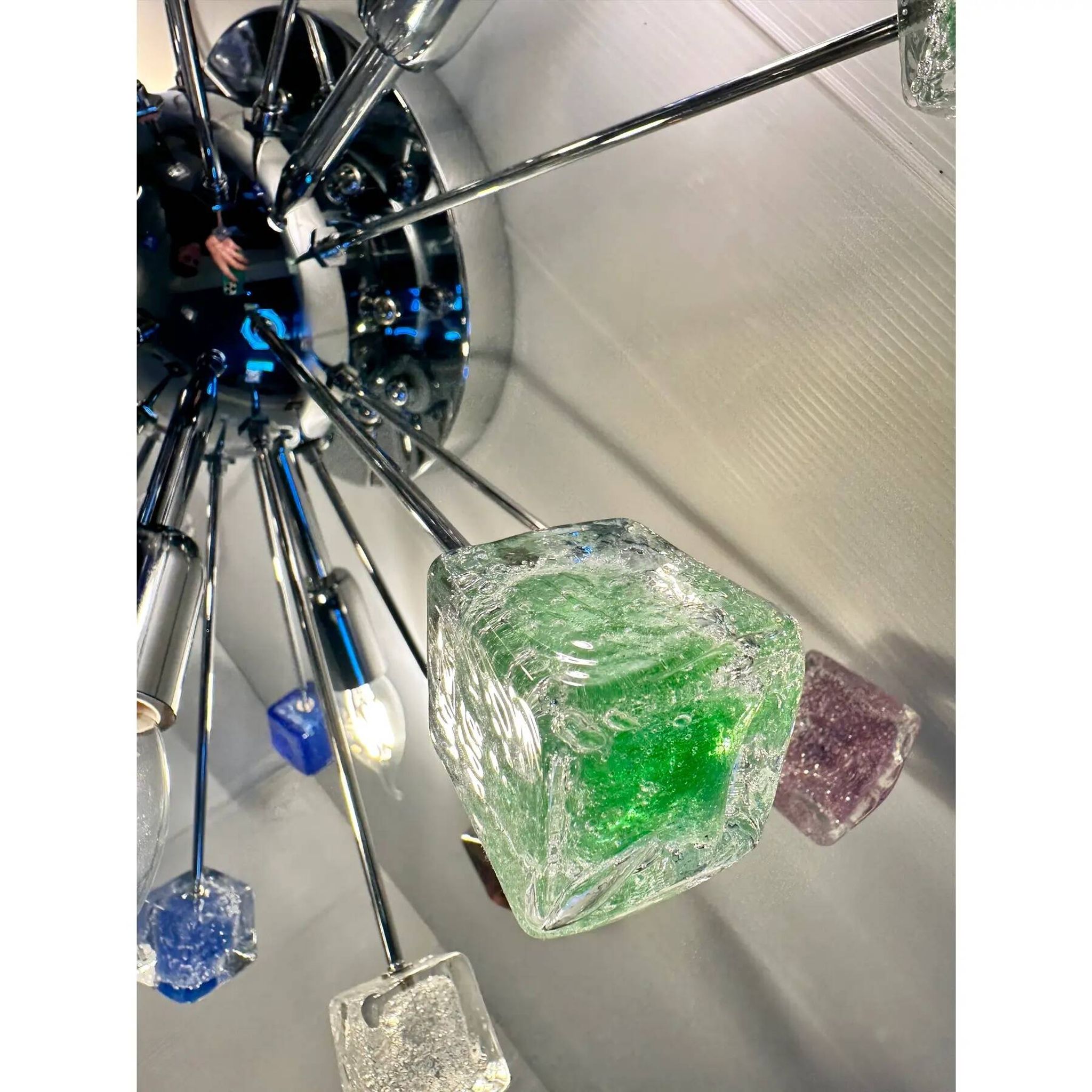 Multicolor “Star” Sputnik Little "Cubes" Murano Glass Flush Mount