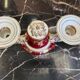 Pair of Limoges porcelain candlesticks with hand-decorated decoration – red and gold