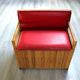Vintage 1970s wicker cane storage bench chair