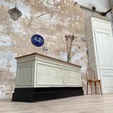 Bank counter furniture in patinated wood, circa 1900