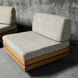 Sofa - daybed and armchair by Maison Regain 60/70 in vintage elm