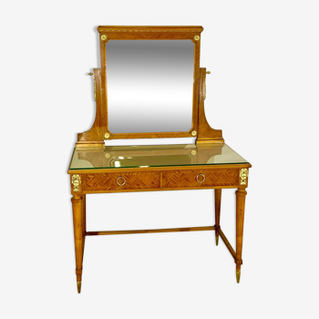 Vintage Art Deco dressing table in precious wood marquetry, 1930
