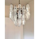 Contemporary Rectangular "Poliedro" Murano Glass Brunish Chandelier by Simo