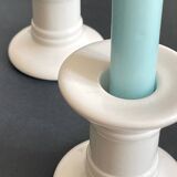 Pair of White Ceramic Candlesticks