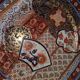 large Chinese imari plate or shallow bowl with flower and fan designs