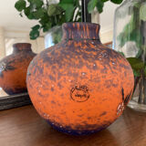 Vase ball glass paste signed Delatte Nancy art nouveau
