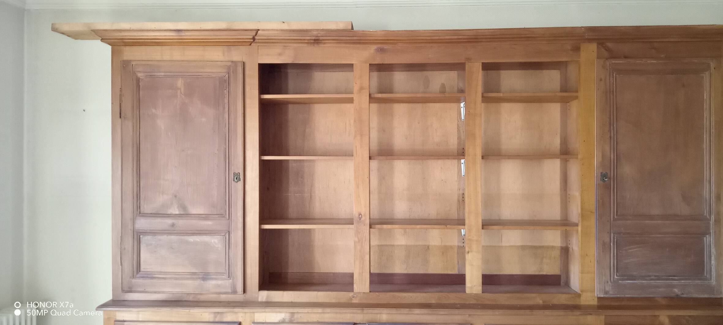 Library in solid cherry wood, Louis Philippe style.