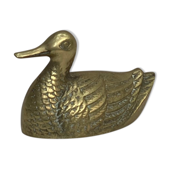Old golden brass duck figurine size
