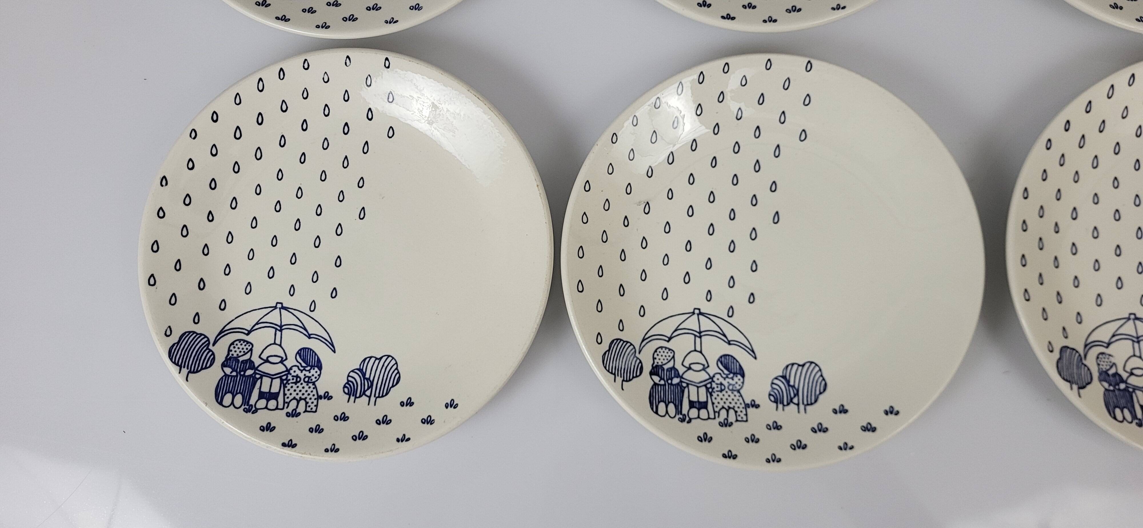 6 Sarreguemines earthenware dessert plates