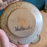 7 coasters / bottle / ceramic cup sandstone signed Le Tesson