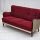 1950s, Danish 3-seater sofa, original red/beige furniture wool.