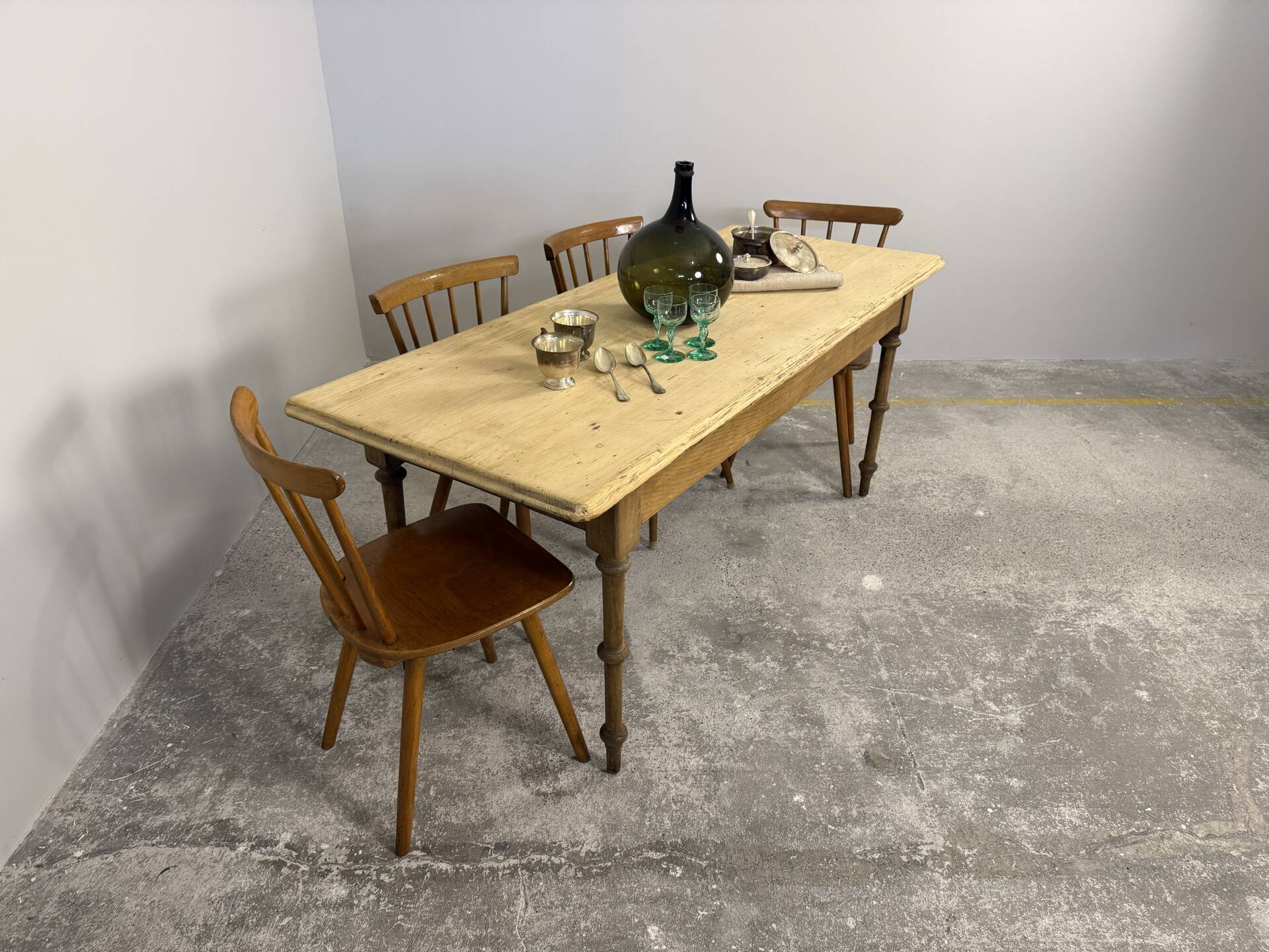 Old farmhouse table in fir, bistro style – 180 cm