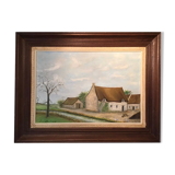 Tableau ancien, paysage de ferme signé Louis Dubois et daté 83