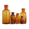 Series of 8 old vials to pharmacy  apothecary in amber glass