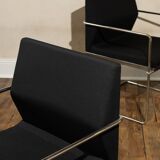 Four armchairs in tubular metal and black fabric 1990